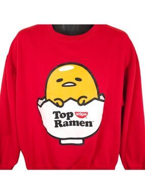 Top Ramen X Gudetama Sweatshirt Mens Size Large Red Sanrio Snack